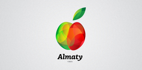 Almaty logo设计：几何苹果创意