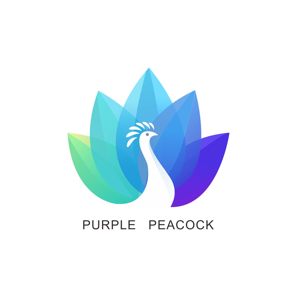 紫色孔雀logo设计:现代简约风格