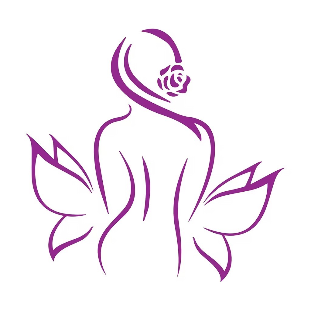 简约女性形象与花卉结合的logo设计