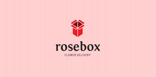 玫瑰花盒logo设计:简约优雅的花卉配送标志