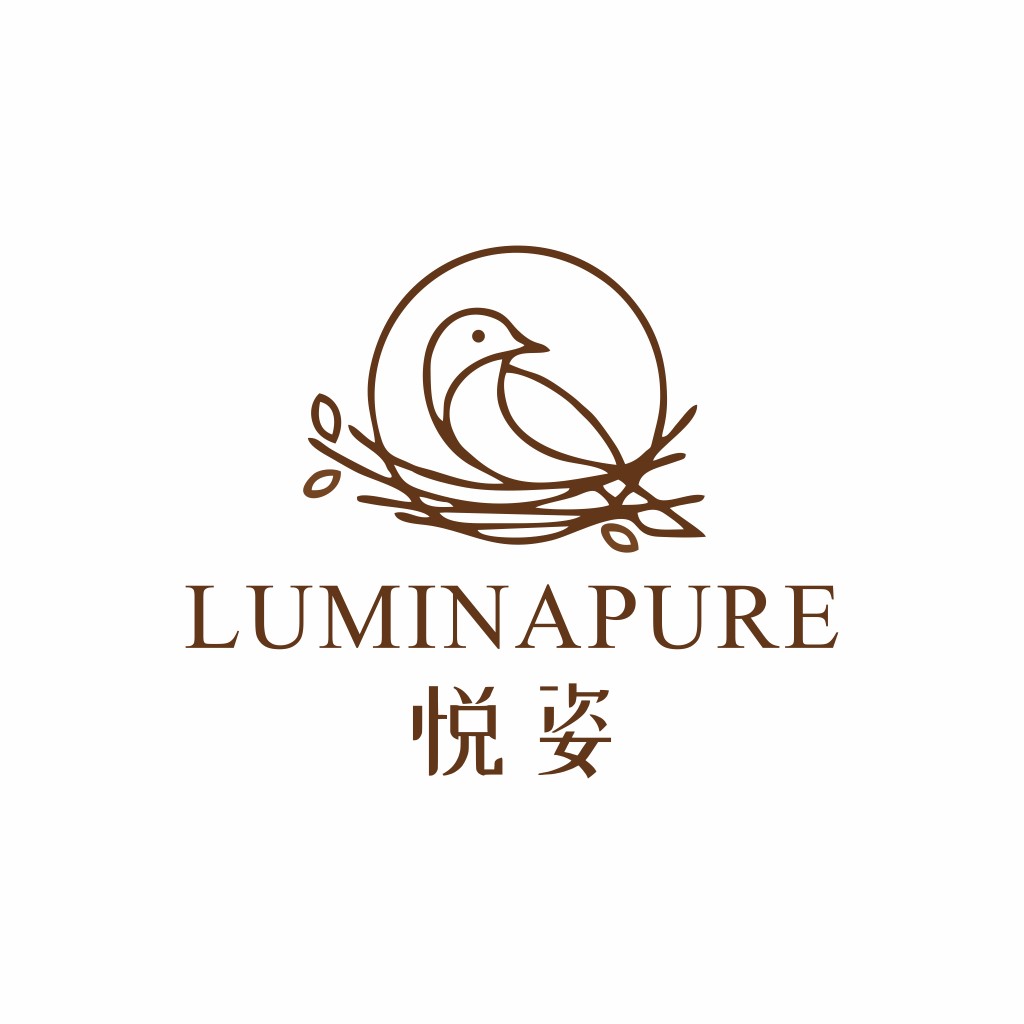 简约自然风鸟巢logo设计