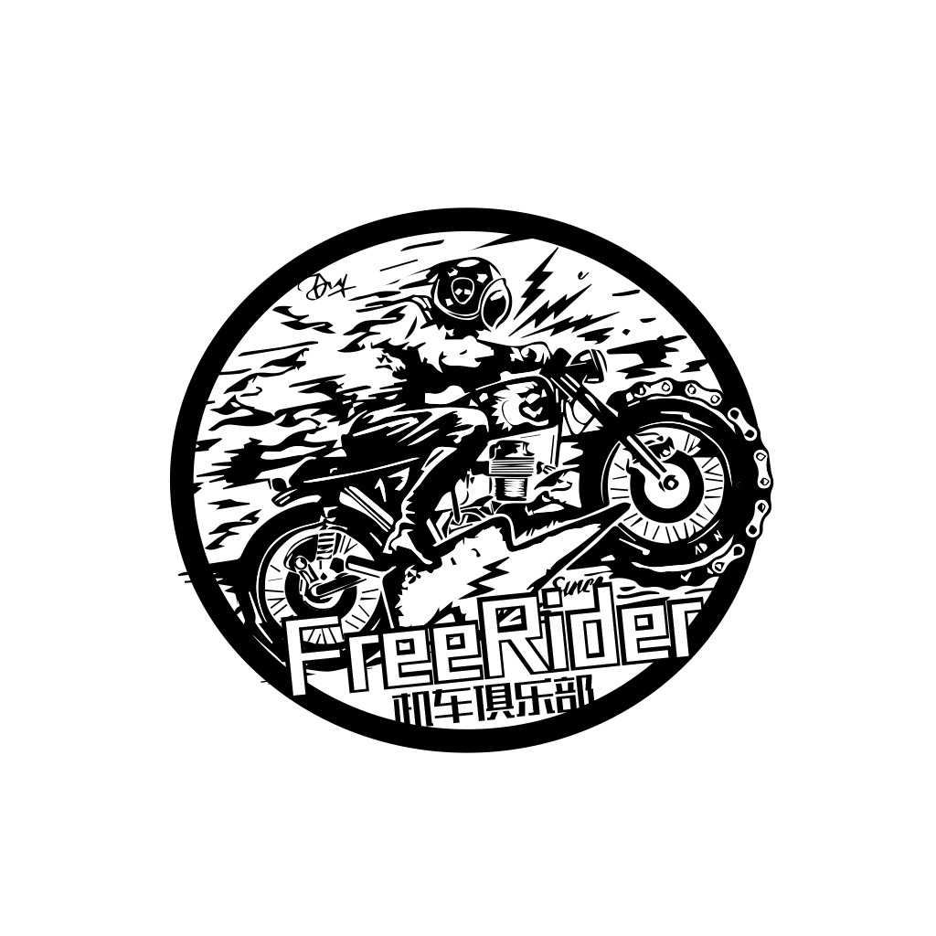 摩托车俱乐部自由骑行者logo设计