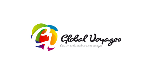 色彩缤纷的全球旅行logo设计