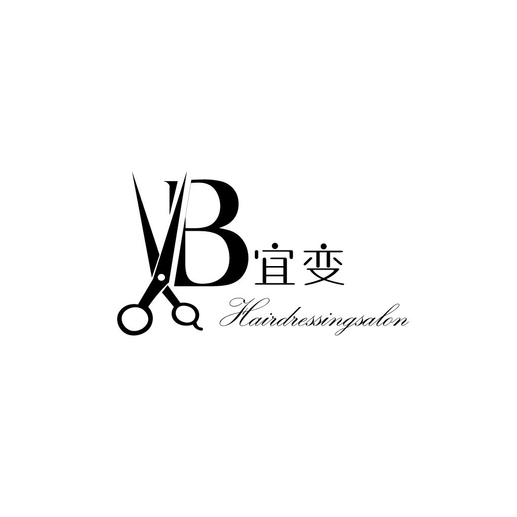 简约剪刀字母B发型设计Logo