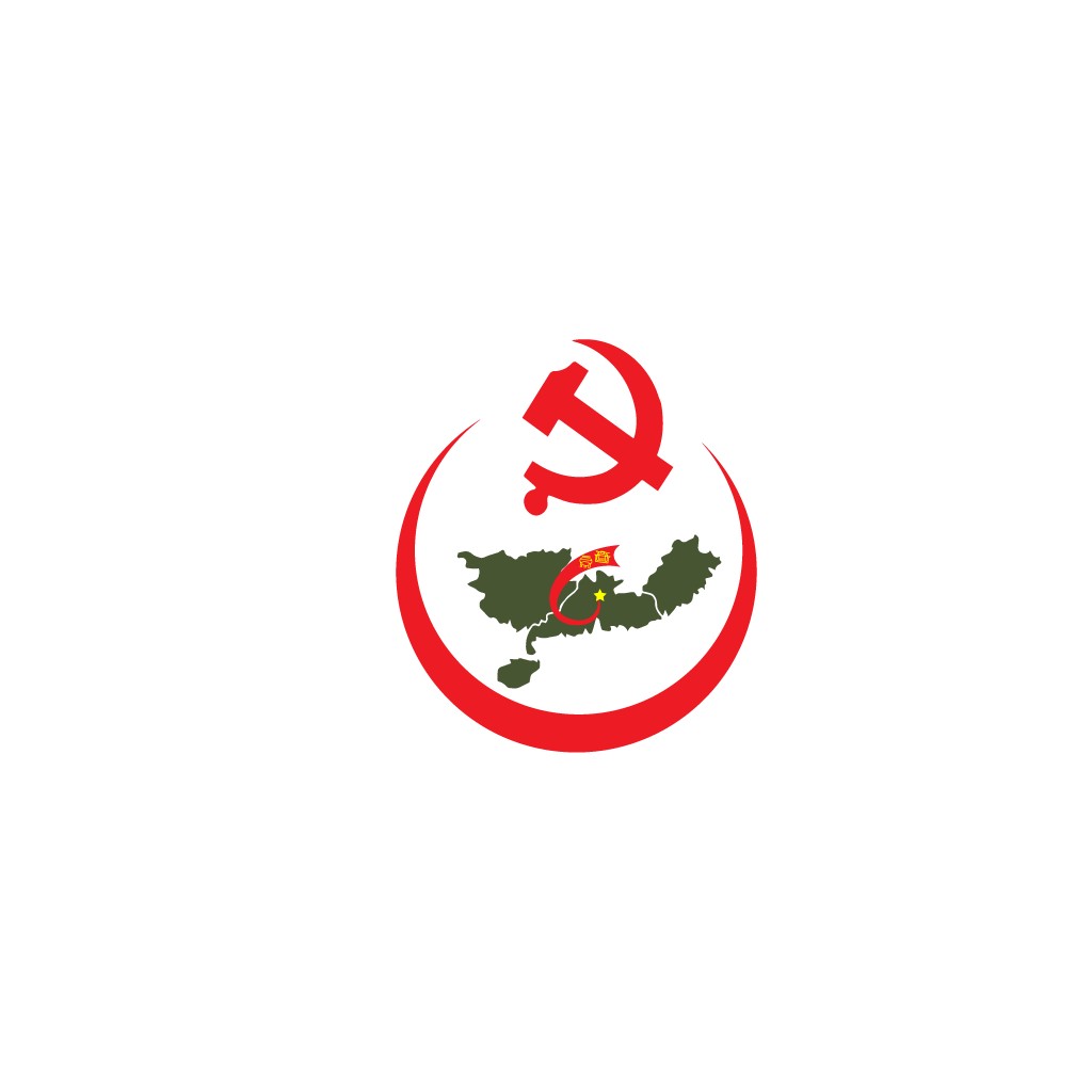 红色镰刀锤子与绿色地图的logo设计