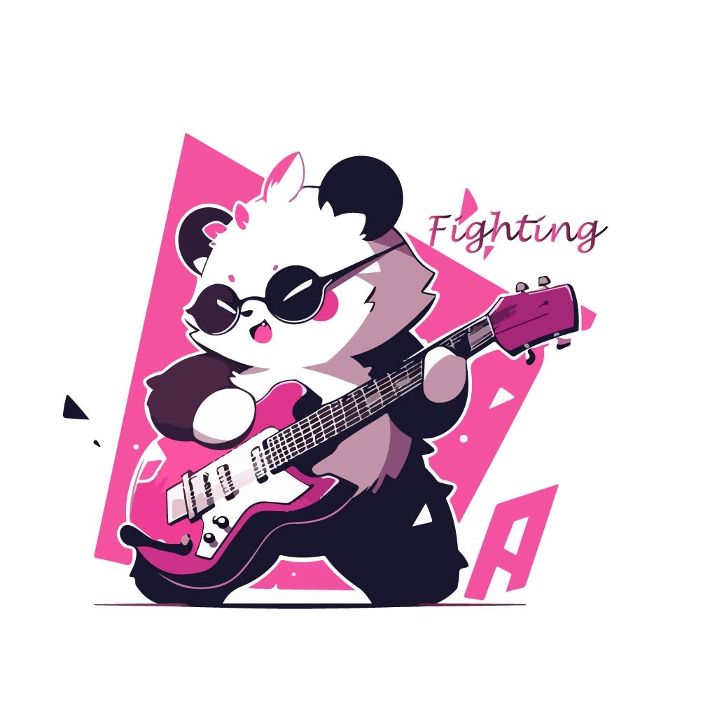 熊猫吉他手logo设计