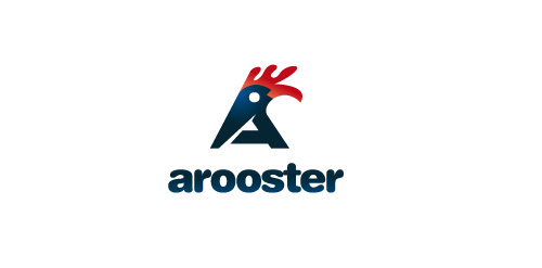 AROOSTER logo设计：创意鸡头图形