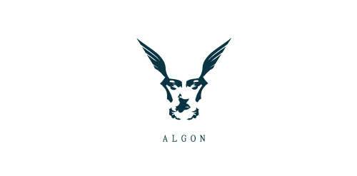 翅膀与狼头的Algon品牌logo设计