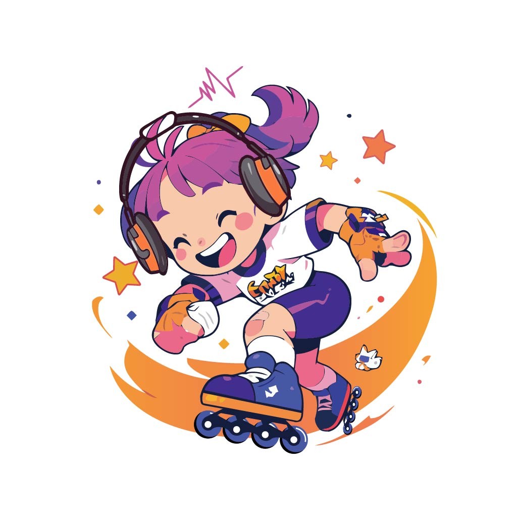 动感滑板女孩logo设计