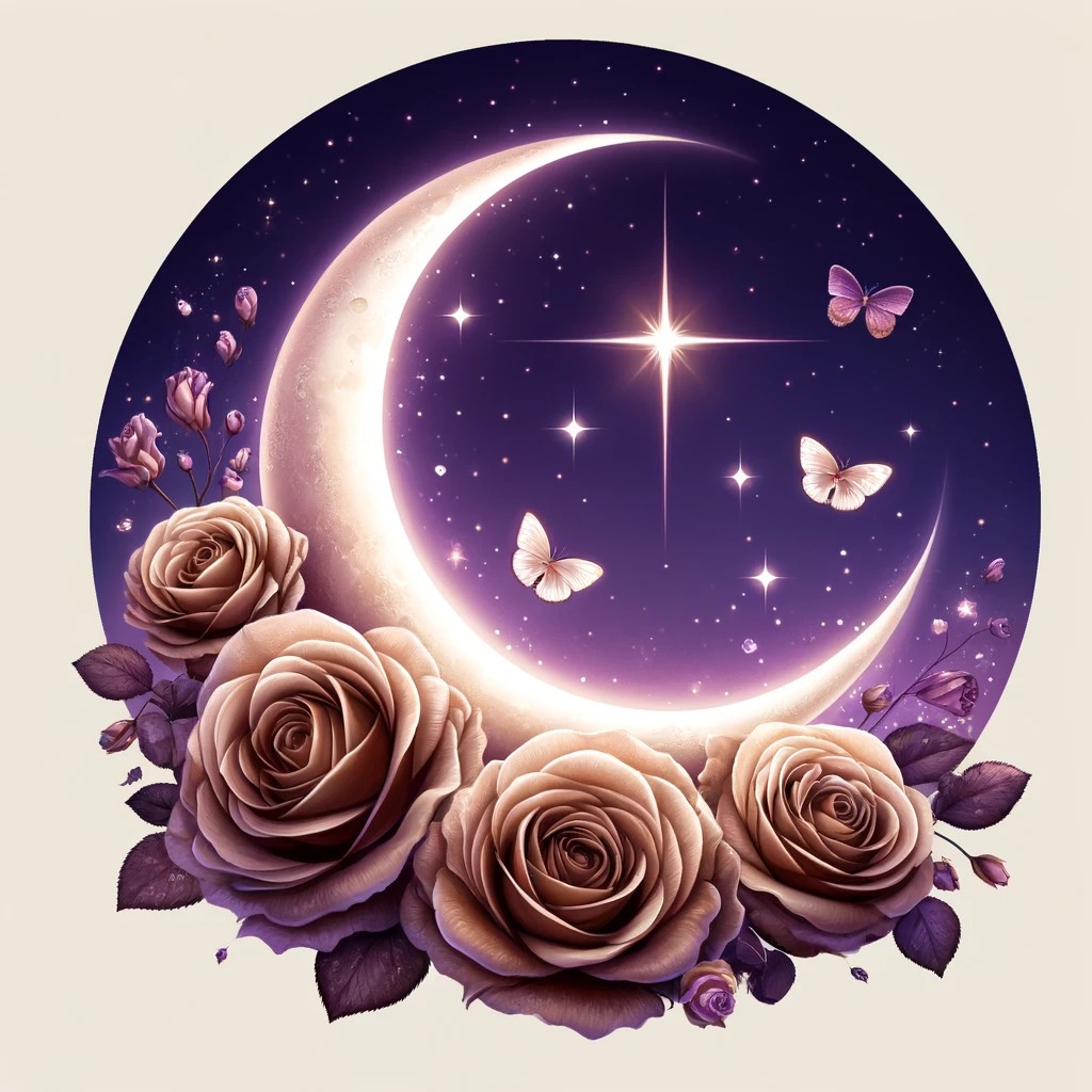 梦幻月夜玫瑰花环logo设计