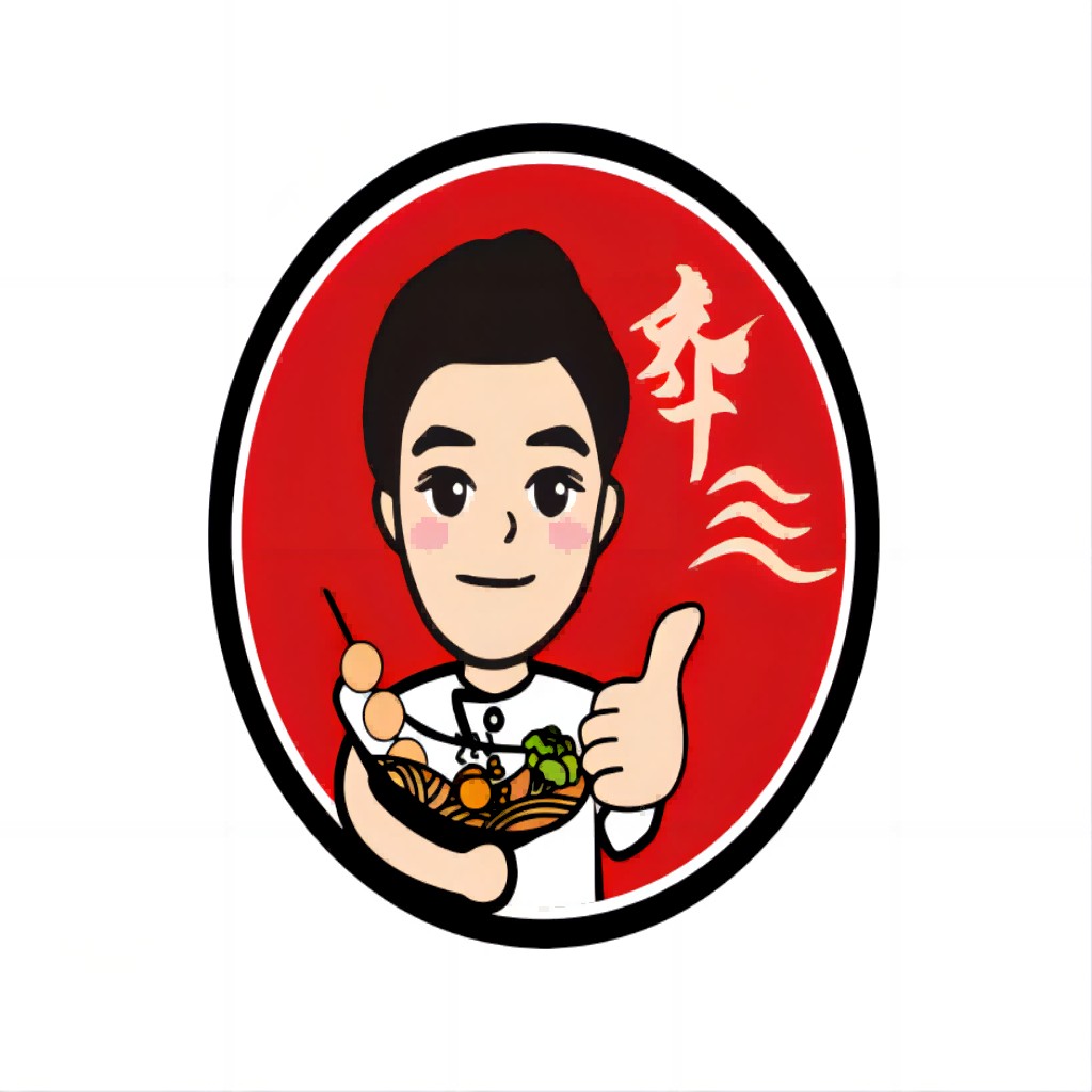 卡通厨师面条logo设计