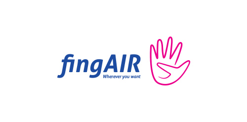 fingAIR logo设计:手部图形与品牌标识的结合