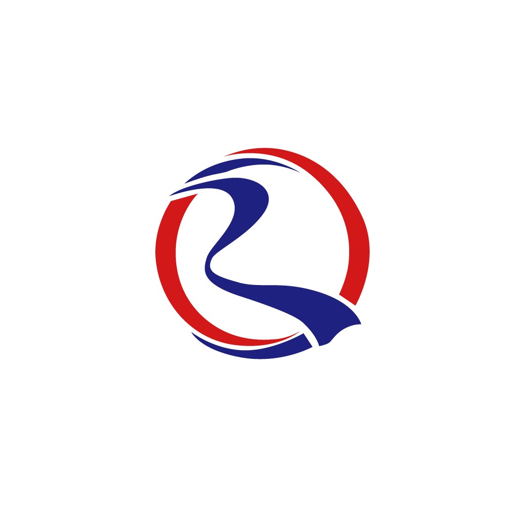 红色和蓝色抽象字母R标志设计