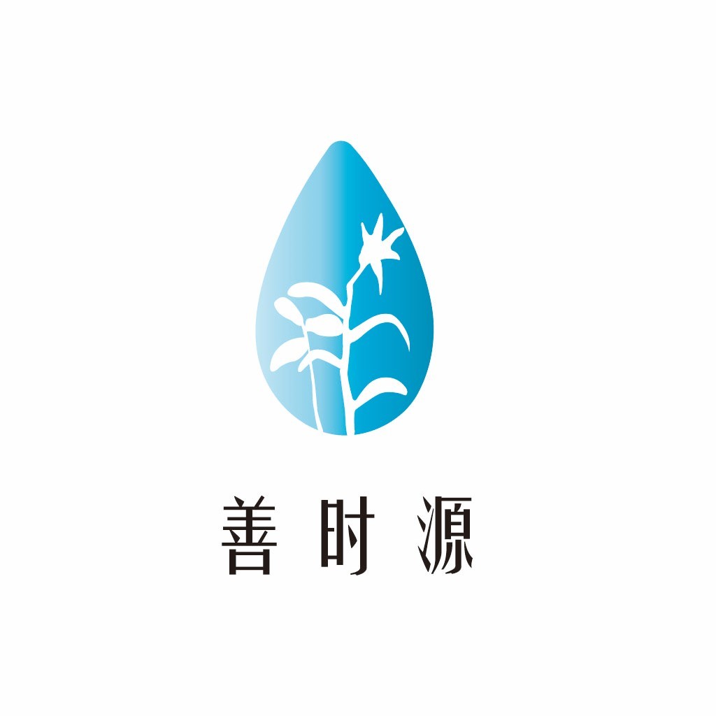 蓝色水滴与植物元素的logo设计