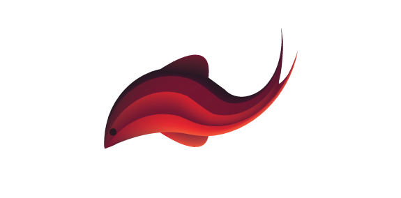 红色渐变鱼形logo设计