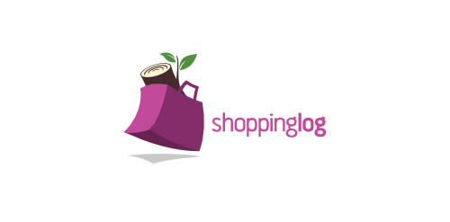 购物袋与植物结合的logo设计