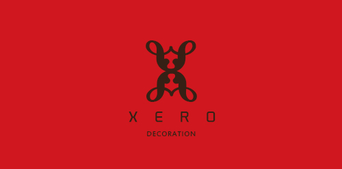 简约红色背景下的XERO装饰logo设计