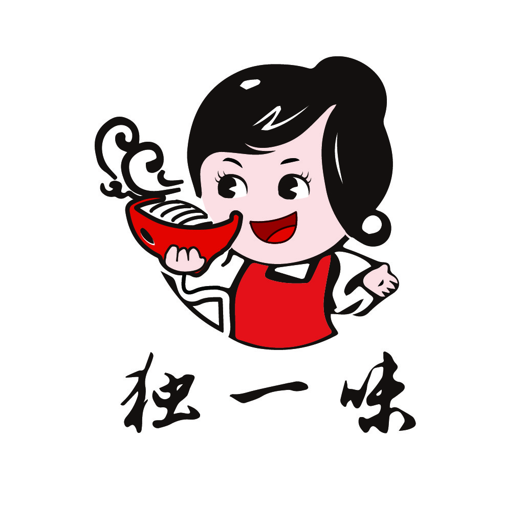 卡通女孩吃面logo设计
