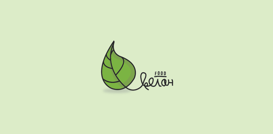 简约绿色叶形食品logo设计