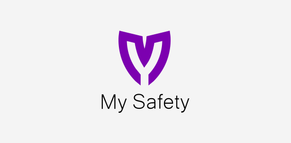 紫色盾牌Logo设计:My Safety安全标志
