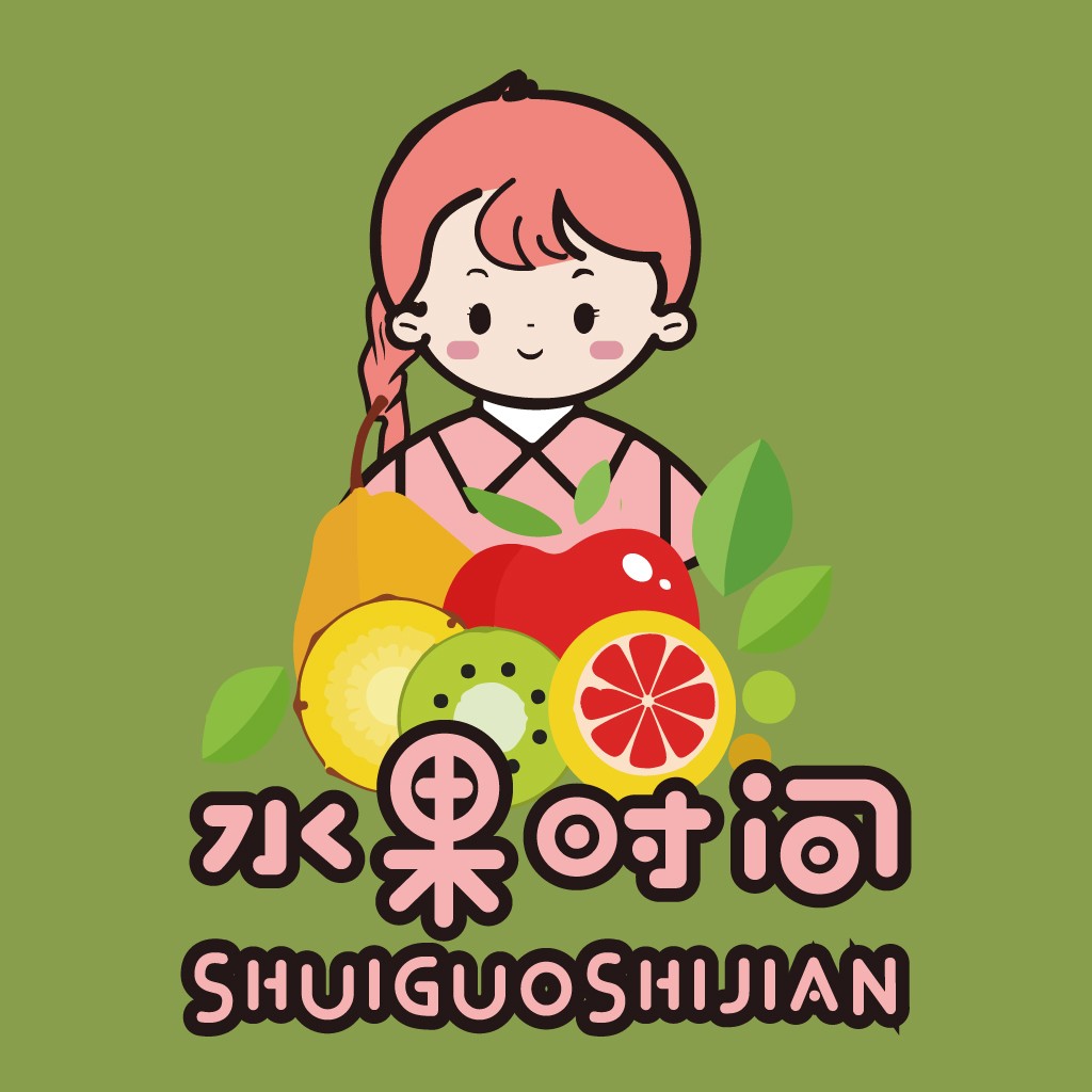 水果女孩logo设计：清新可爱风格