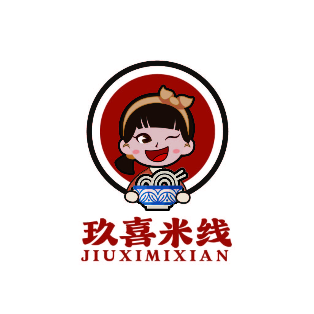 可爱卡通人物米线店logo设计