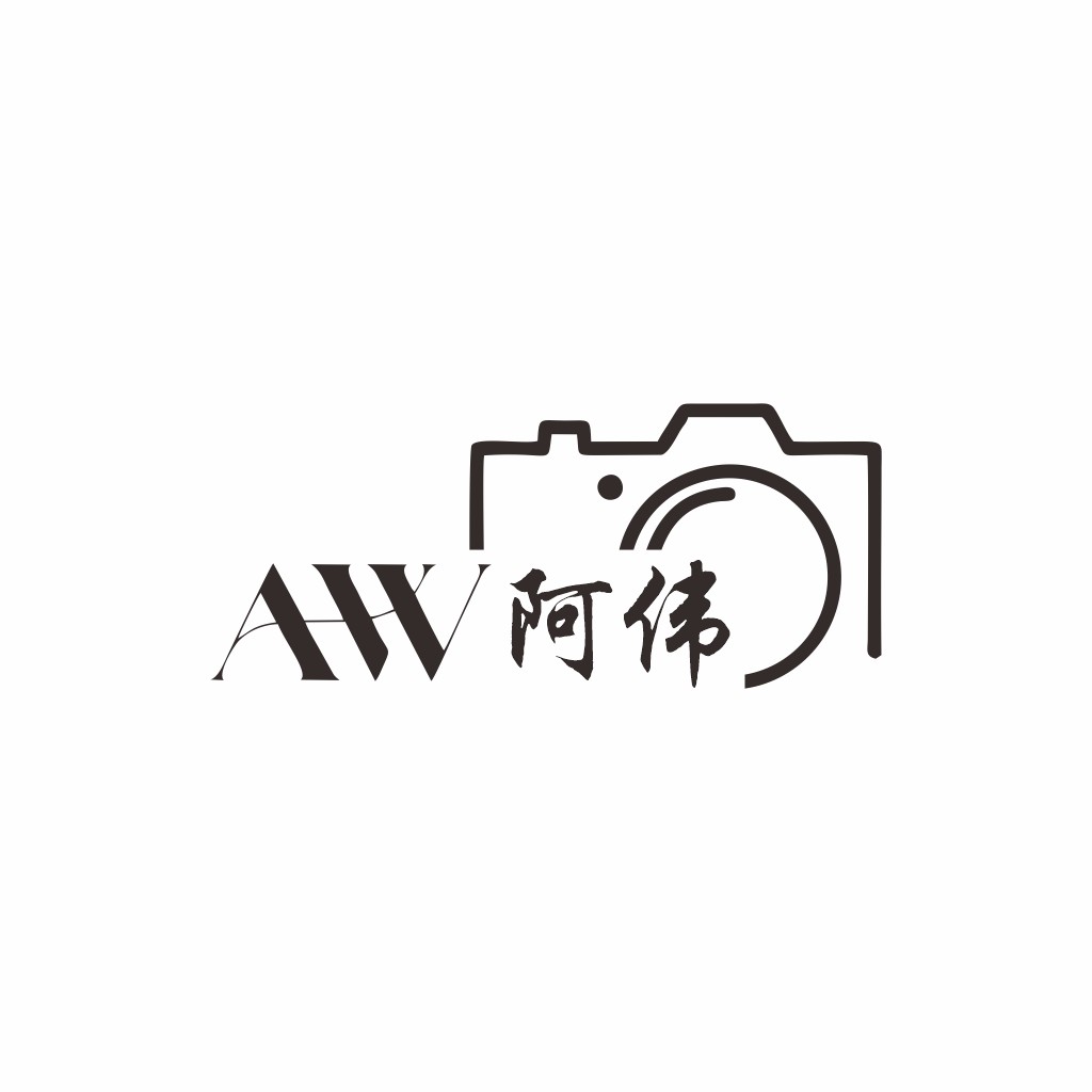 相机元素结合中文字符的简约logo设计