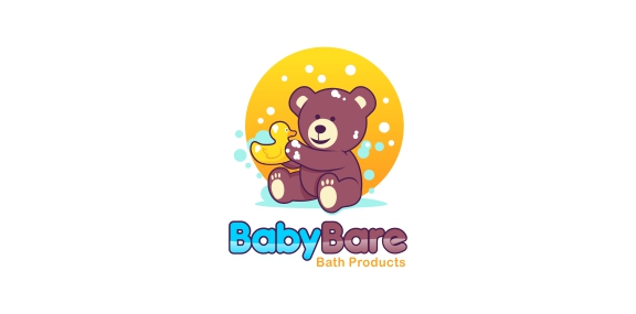 卡通熊宝宝浴产品logo设计