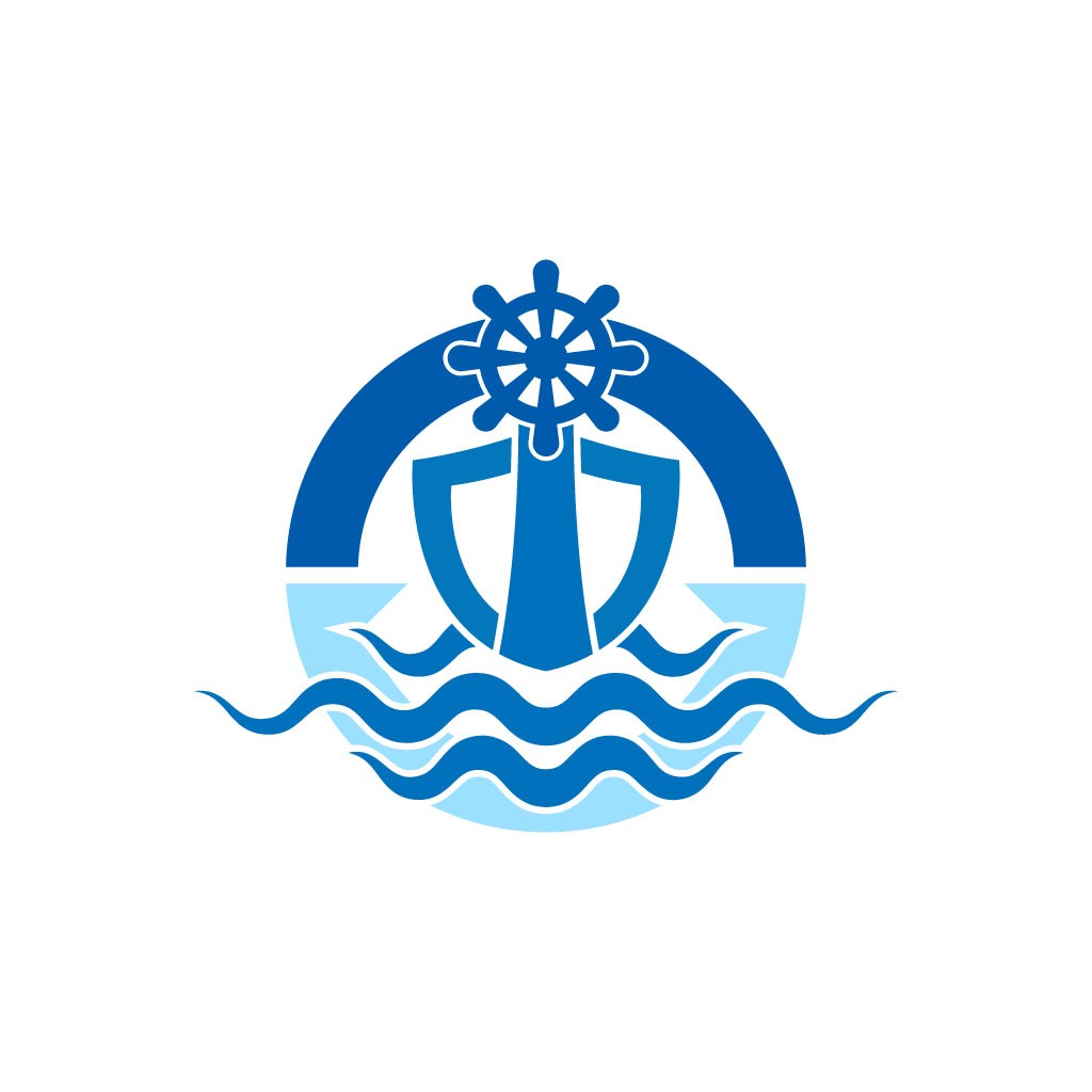 海洋主题轮船方向盘logo设计