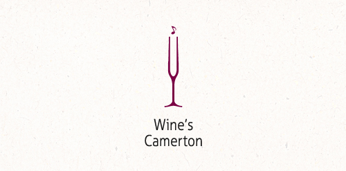 简约酒杯Logo设计:Wine's Camerton