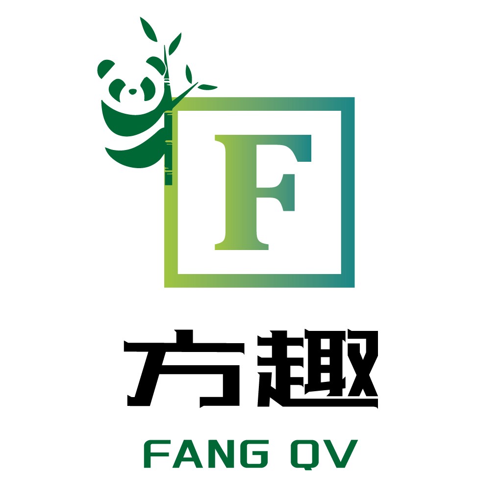 熊猫与方块结合的绿色logo设计