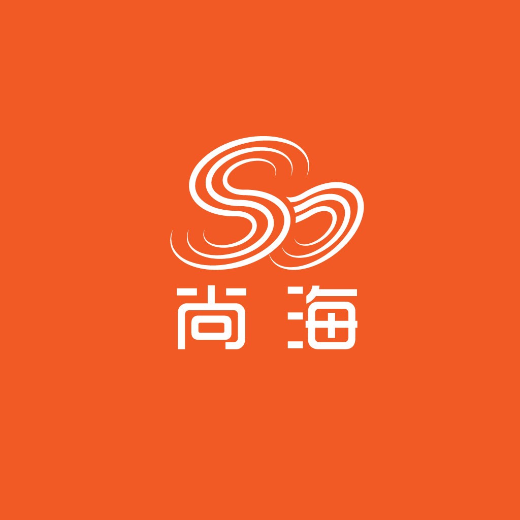 简约橙色背景S形曲线logo设计