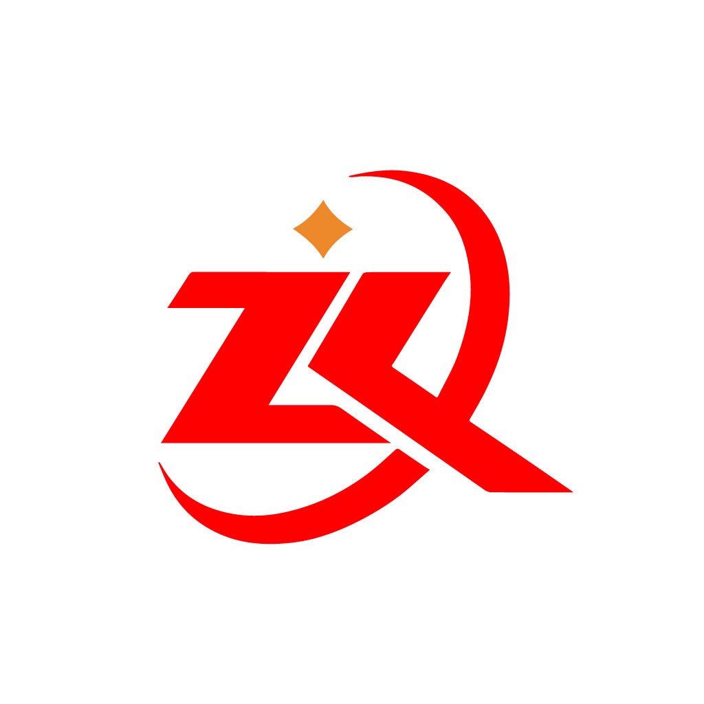 红色简洁现代风格ZQ字母logo设计