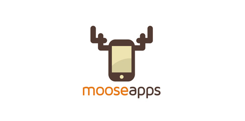 Moose Apps Logo设计:创意鹿角与手机结合
