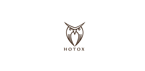 HOTOX logo设计:简约猫头鹰标志
