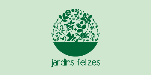 绿色植物主题的jardins felizes logo设计