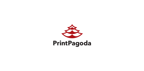 PrintPagoda Logo设计:简约中式建筑风格