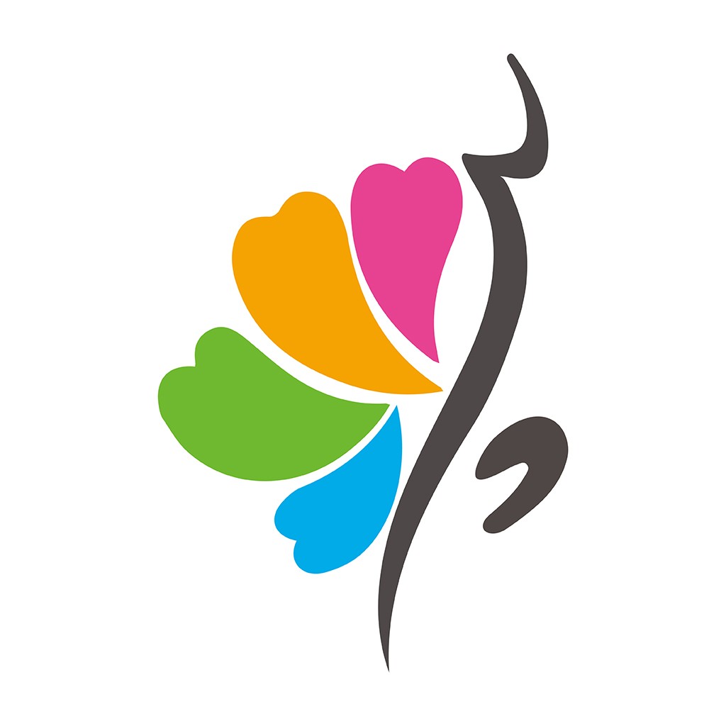 色彩斑斓的心形花瓣logo设计