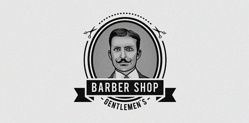 复古风格男士理发店logo设计