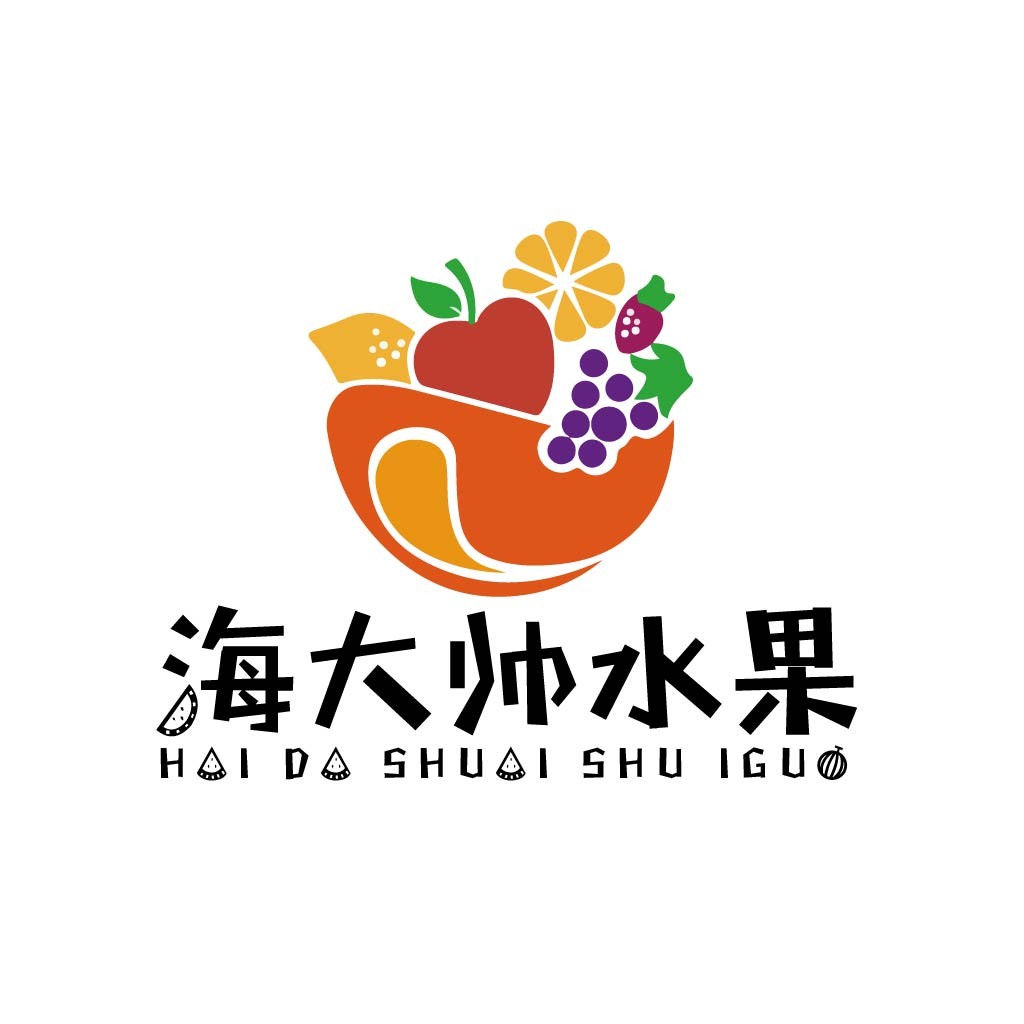 创意水果logo设计，适用于健康食品行业