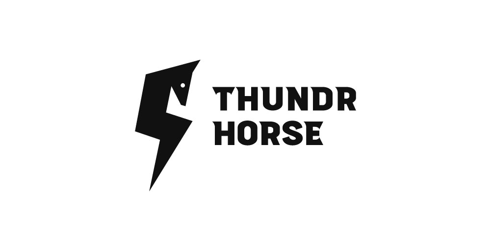 简洁闪电马头logo设计