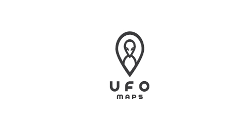 UFO Maps Logo设计:外星元素与导航结合