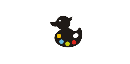 色彩斑斓的鸭子logo设计
