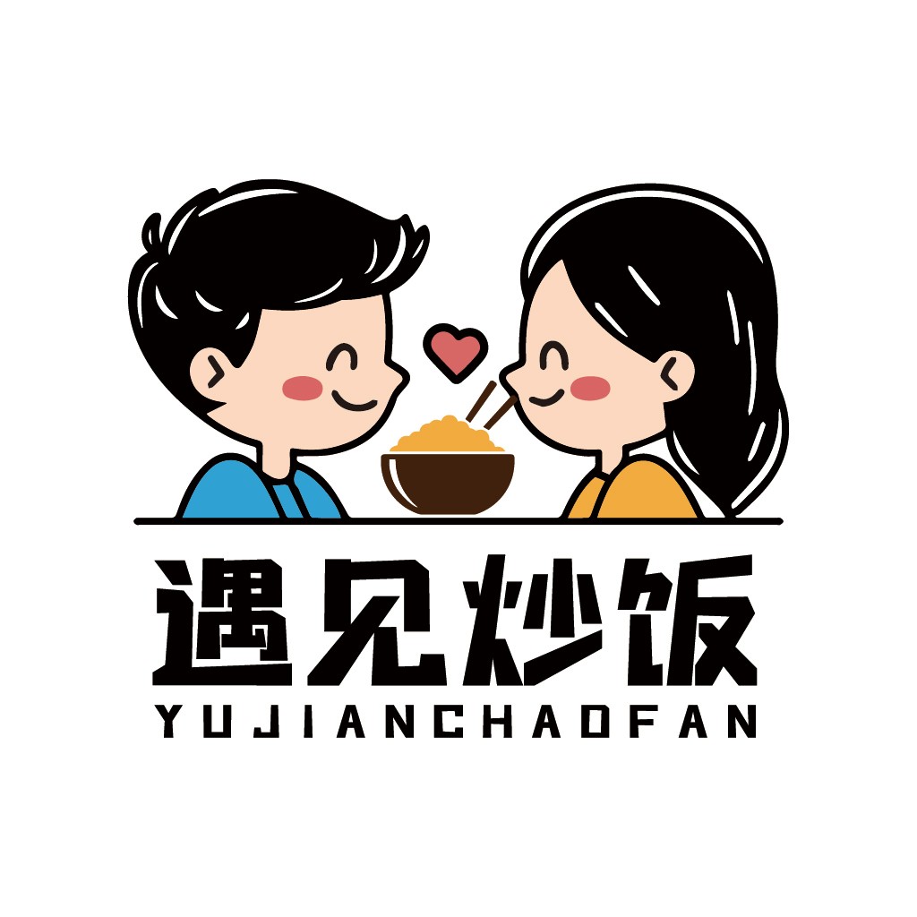 卡通情侣分享美食logo设计