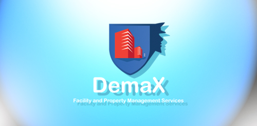 DemaX Logo设计:现代建筑管理服务标识
