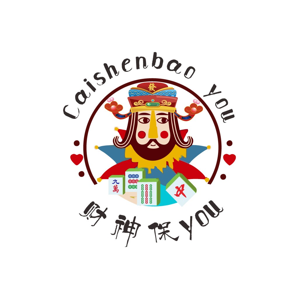 中国风财神爷麻将logo设计