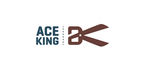 剪刀元素的Ace King logo设计