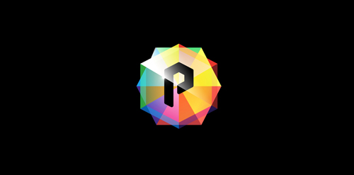 彩虹几何P形logo设计
