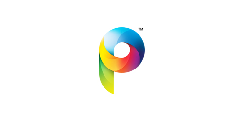 彩虹渐变字母P logo设计