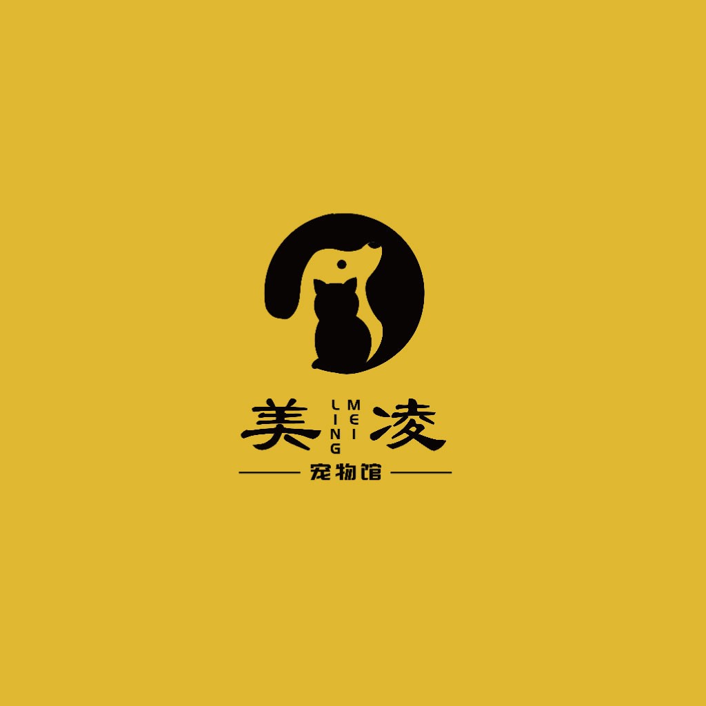 宠物馆logo设计:简约猫狗图案